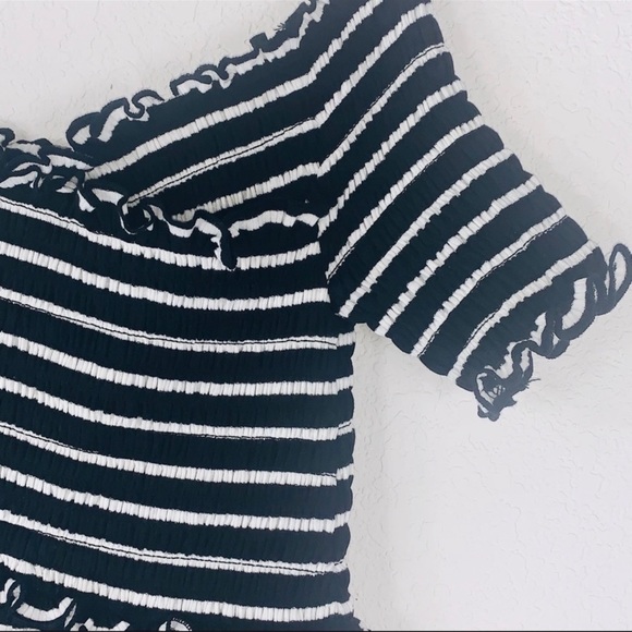 Jack by BB Dakota Always Sunny cold shoulder black white striped mini dress - Picture 8 of 8